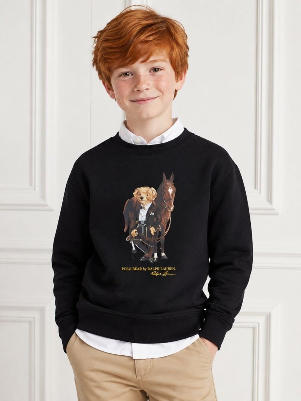 Polo Ralph Lauren Kids Lunar New Year Polo Bear Sweatshirt Black Size 8